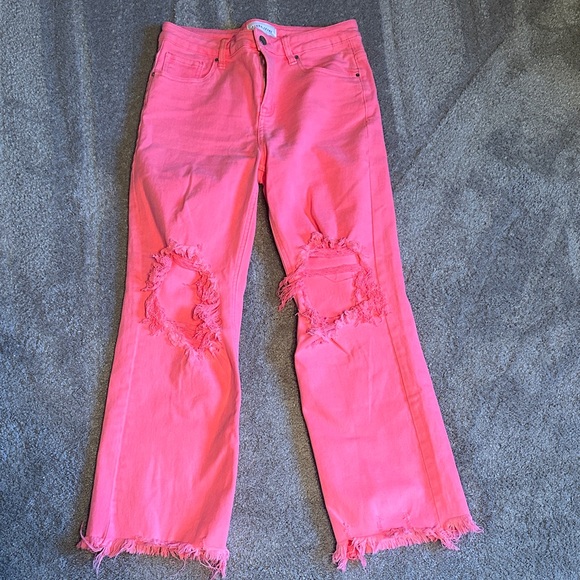 Risen Jeans Denim - Risen neon coral distressed jeans sz 9/29